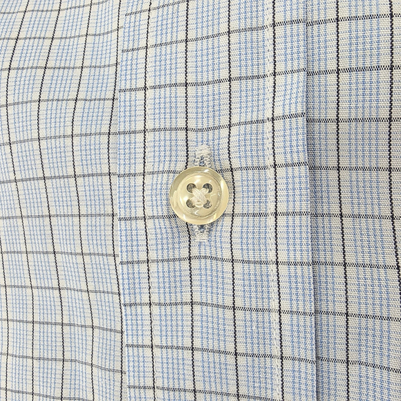 Quiet Luxury Valentino Roma Dress Shirt Men 17.5 Blue Check Italian - Picture 7 of 14